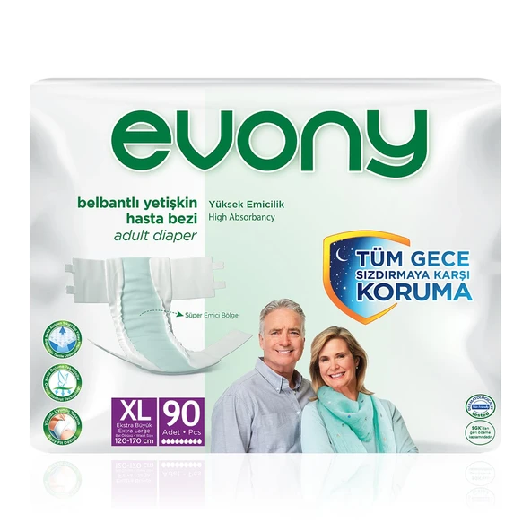 Evony Belbantlı Hasta Bezi XL-Extra Large Beden 90 Adet ürün görseli 1