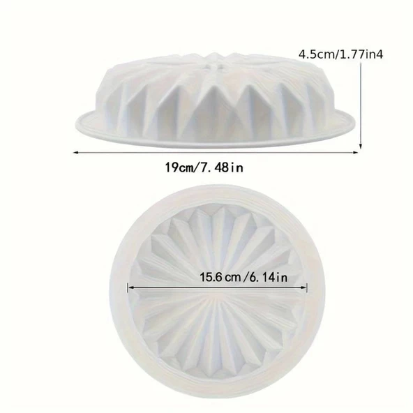 Silikon Yuvarlak Dantel Mousse Kek ve Pasta Kalıbı, Ø:15,6 Cm H: 4,5 Cm ürün görseli 1