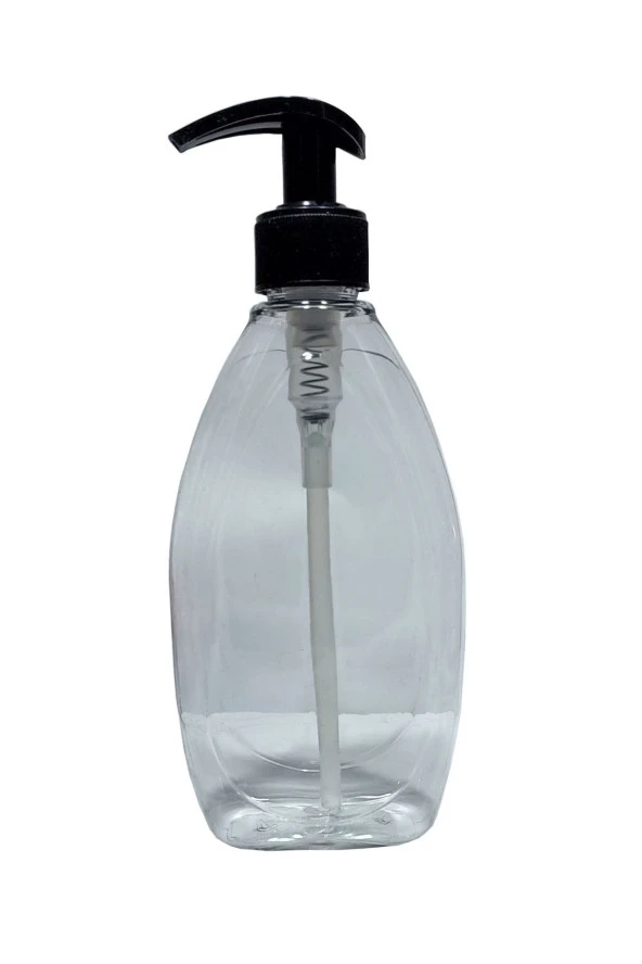 10 Adet 400 Ml Sıvı Sabunluk Siyah Pompalı Yassı Model Boş Şişe ürün görseli 1