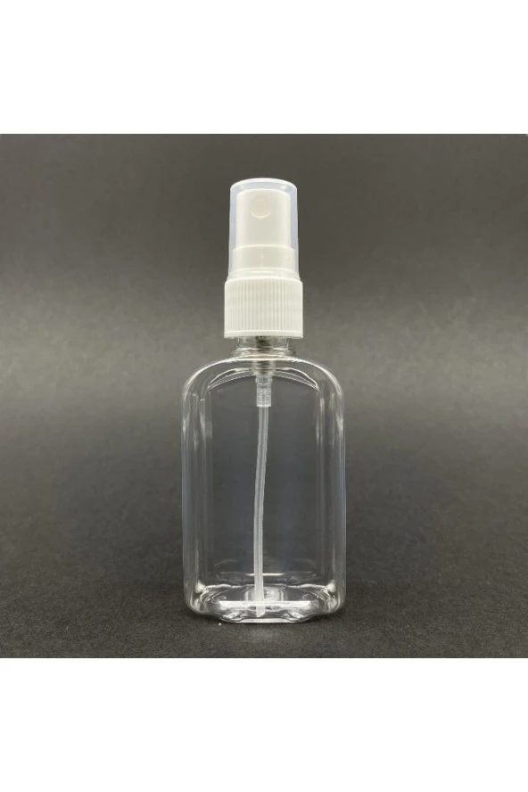 50 Cc Yassı Plastik Şişe - Beyaz Spreyli - 50 Ml Spreyli Pet Şişe 50 Adet ürün görseli 1