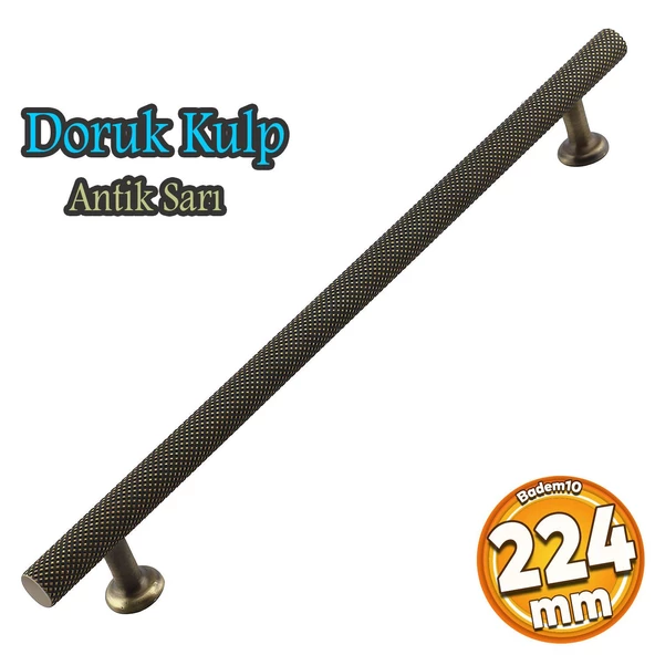 Doruk 224 mm Eskitme Antik Sarı Metal Mobilya Mutfak Çekmece Dolap Dolabı Kulpu Kulbu Kulpları ürün görseli 1