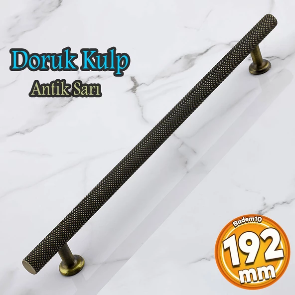 Doruk 192 mm Eskitme Antik Sarı Metal Mobilya Mutfak Çekmece Dolap Dolabı Kulpu Kulbu Kulpları ürün görseli 1