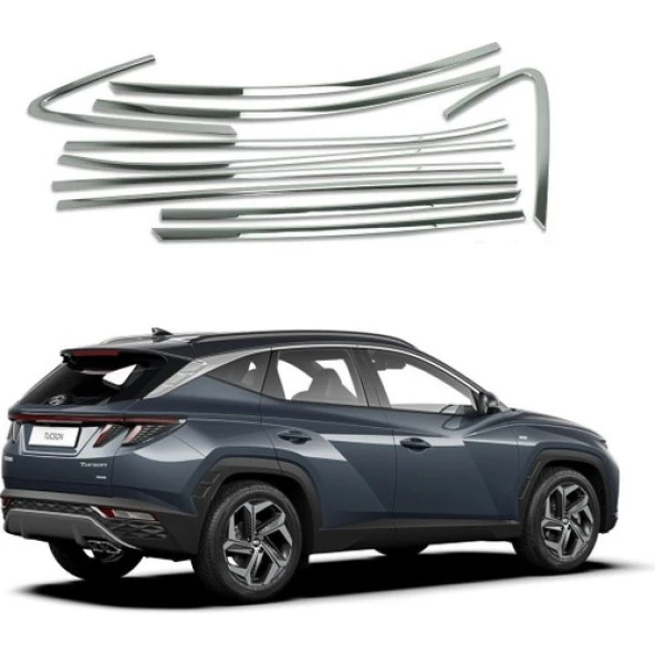 Hyundai Tucson 2021+ Cam Çıtası Çerçevesi Ful Set Krom ürün görseli 1