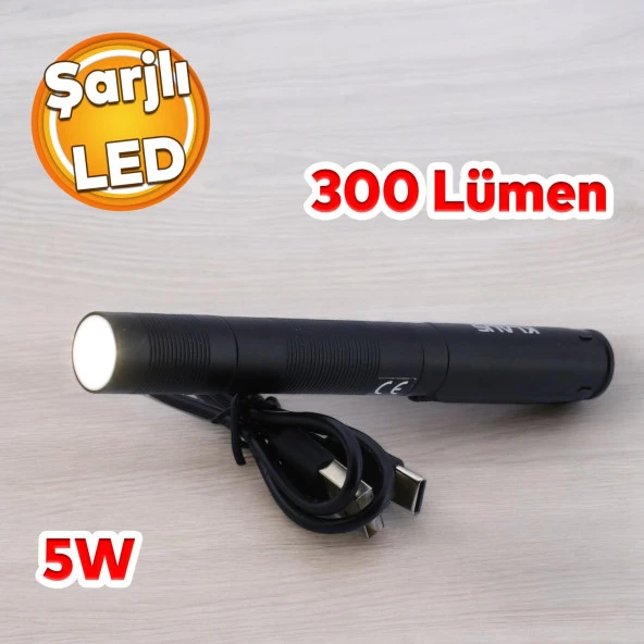 Beyaz Işık  Kamp Lambası Gece Aydınlatma 5 W Led Sağlam El Feneri Şarjlı Modlu Işıldak ürün görseli 1