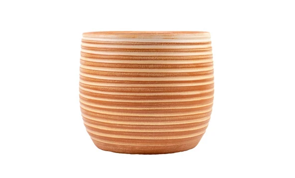 Bitki Tasarımı  Yan Çizgi Desenli Toprak Saksı Saksılık Salon Çiçeklik - 19 CM ürün görseli 1
