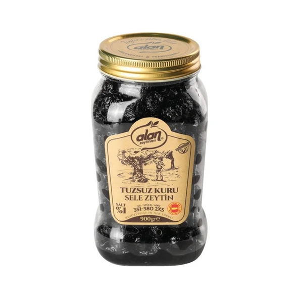 Alan Gemlik Tuzsuz Kuru Sele Siyah Zeytin 351-380 XS 900 g e ürün görseli 1