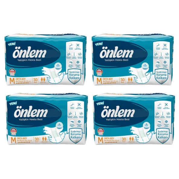 Önlem Belbantlı Tekstil Yüzey Orta Boy (M) 30'lu 4 Paket Hasta Bezi ürün görseli 1