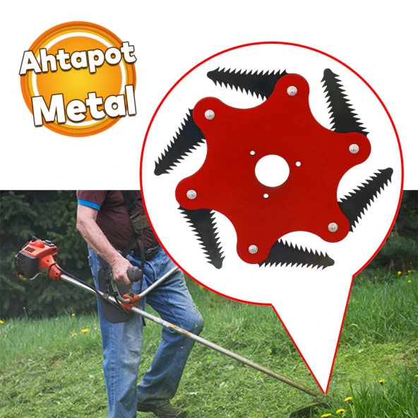 Benzinli Tırpan Metal Çim Çayır Biçme Kesme Aparatı 6 Kollu Testere Dişli Bıçkı Ahtapot Yedek Bıçak ürün görseli 1