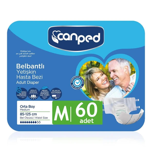 Canped Belbantlı Tekstil Yüzey Hasta Bezi M-Medium Beden 60 Adet ürün görseli 1