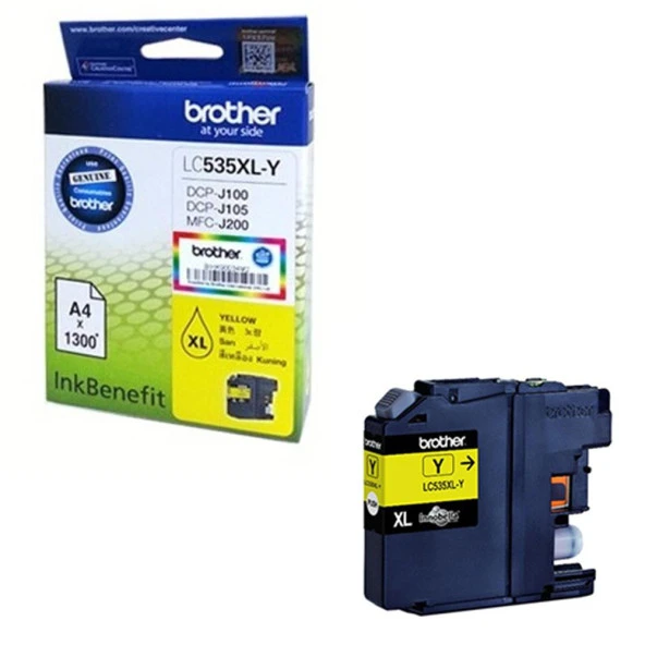 Brother LC535XLY Yellow Sarı 1.300 Sayfa Kartuş DCP-J105 MFC-J200 ürün görseli 1