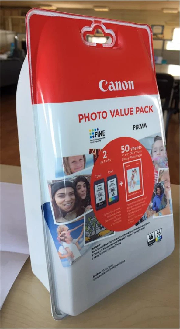 Canon PG-46 CL-56 Multipack 2'li Mürekkep Kartuş 50 adet 10x15 Fotoğraf Kağıdı Hediyeli ürün görseli 1