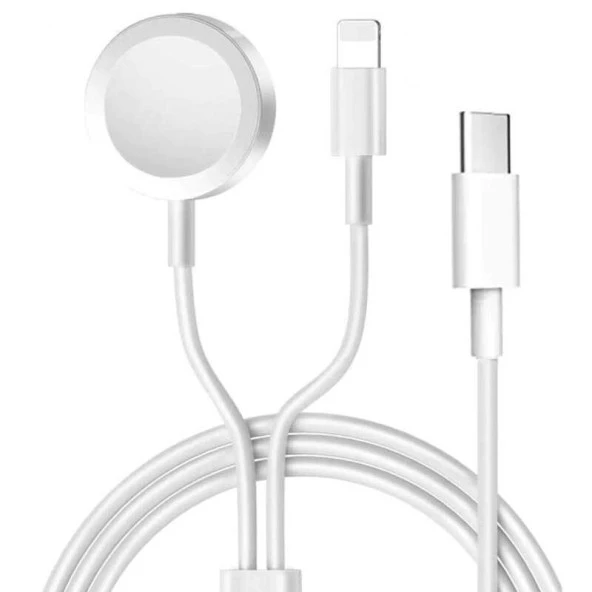 Akıllı Saat Wireless To Lightning Type-C Şarj Kablosu 1.2m - Resim 2