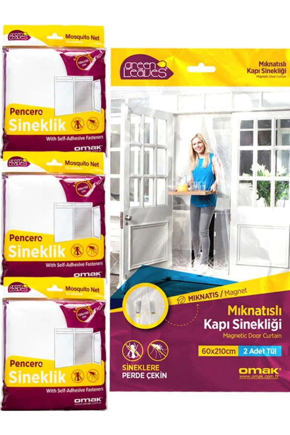 1 Adet Mıknatıslı Kapı Sinekliği 120x210 Cm + 3 Adet Pencere Sinekliği 150 x100 Sineklik Paketi ürün görseli 1