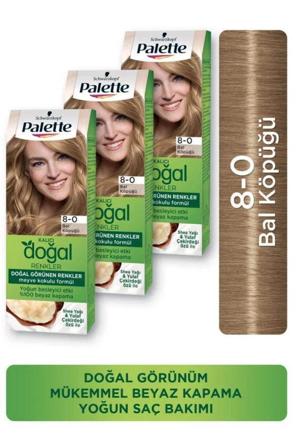 Palette Kalıcı Doğal Renkler Saç Boyası 8-0 Bal Köpüğü X 3 Adet ürün görseli 1