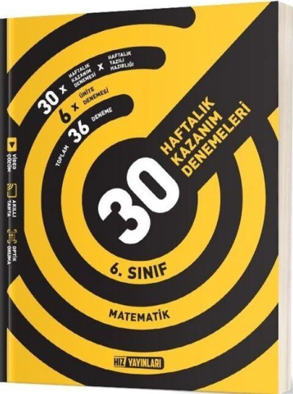 6. Sınıf Matematik 30 Haftalık Kazanım Denemeleri Hız Yayınları ürün görseli 1