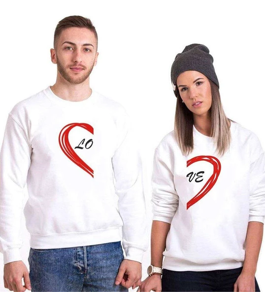 Tshirthane Love Sevgili Kombinleri Sweatshirt Kombini ürün görseli 1