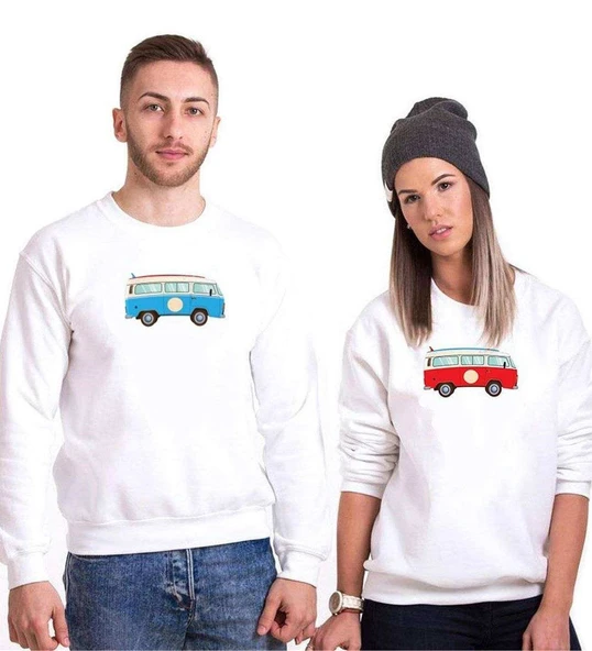 Tshirthane Minibüs T1 Sevgili Kombinleri Sweatshirt Kombini ürün görseli 1
