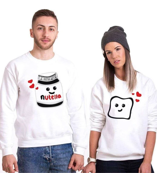 Tshirthane Nutellam Ekmek Dilimim Sevgili Kombinleri Sweatshirt Kombini ürün görseli 1