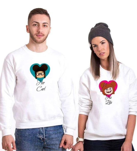 Tshirthane Carl Ellie Sevgili Kombinleri Sweatshirt Kombini ürün görseli 1