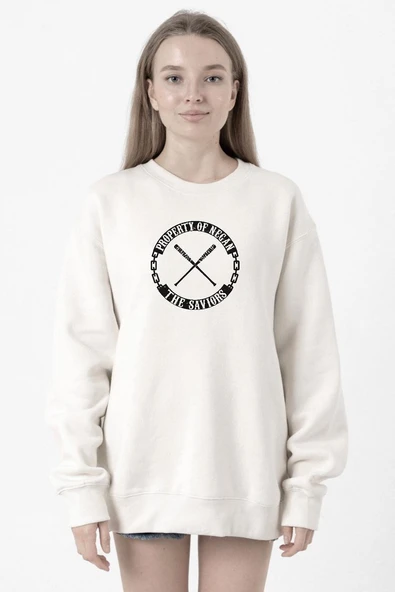 The Walking Dead Property Of Negan Beyaz Kadın 2ip Sweatshirt ürün görseli 1