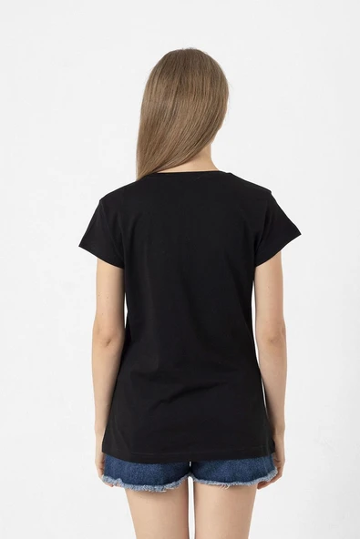 Dream Still Over Siyah Kadın Tshirt - Resim 4