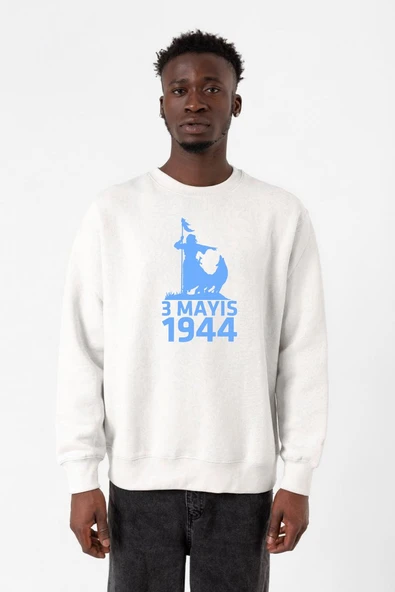 3 Mayıs Türkçülük Günü Beyaz Erkek 2ip Sweatshirt ürün görseli 1