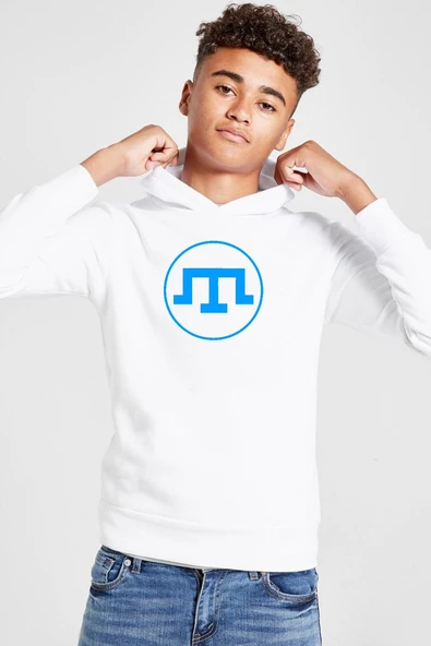 Kırım Tatar Tamga Beyaz Çocuk 3ip Kapşonlu  Sweatshirt ürün görseli 1
