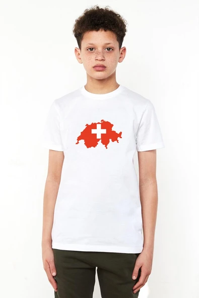 Euro 24 Switzerland Beyaz Çocuk Bisikletyaka Tshirt ürün görseli 1