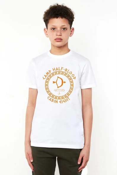 Camp Half Blood Artemis Beyaz Çocuk Bisikletyaka Tshirt ürün görseli 1