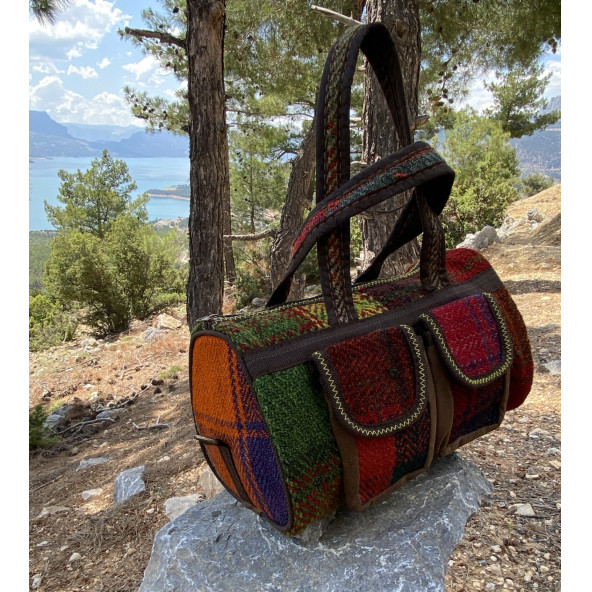 OTANTİK DOKUMA KİLİM DESEN VALİZ TİP ÇANTA ürün görseli 1