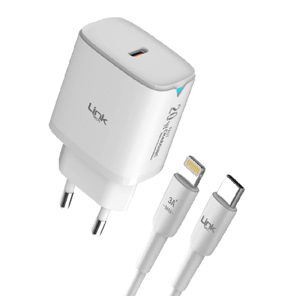 LinkTech C308 20W PD Type-C to Lightning Kablolu Şarj Aleti Set ürün görseli 1