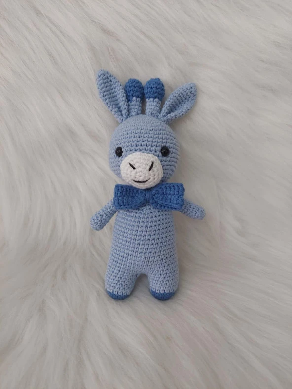 Mavi Miniş Zürafa Uyku Arkadaşı Amigurumi Organik Oyuncak ürün görseli 1