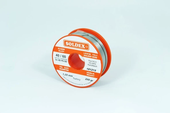 Soldex 1.2 mm 200 gr Lehim Teli Sn40  Pb60 ürün görseli 1