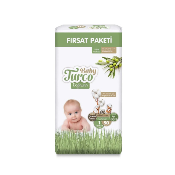 Baby Turco Doğadan Fırsat Paket Yenidoğan Bebek Bezi 50'li ürün görseli 1