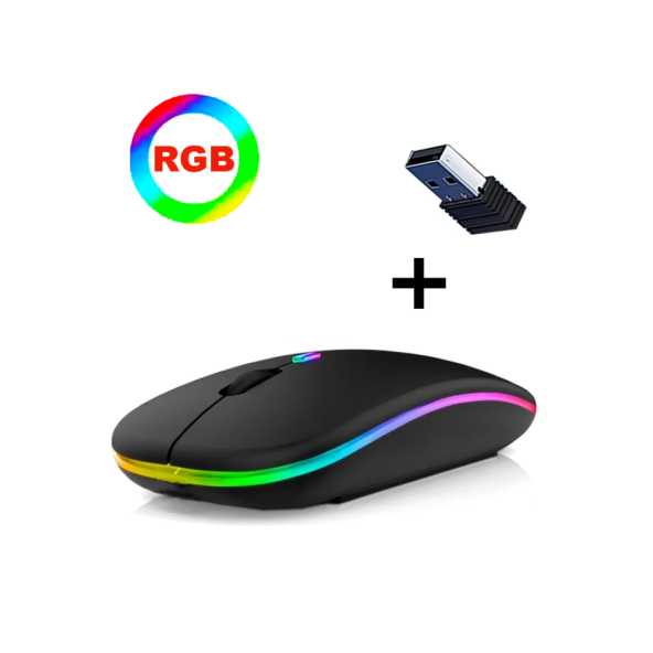 Çift Modlu Kablosuz Bluetooth Mouse Rgb Ledli Şarj Edilebilir Sessiz Tıklama Ergonomik ürün görseli 1