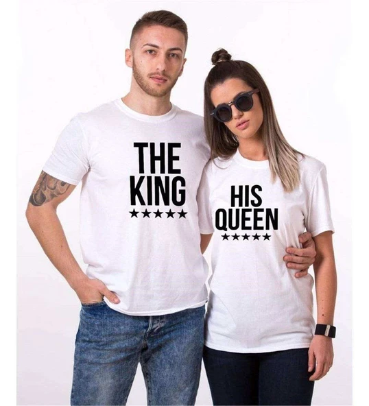 Tshirthane The King The Queen Sevgili Kombinleri Tshirt Kombini ürün görseli 1