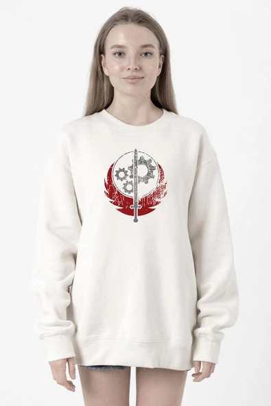 Fallout Worn Appalachian Brotherhood Beyaz Kadın 2ip Sweatshirt ürün görseli 1
