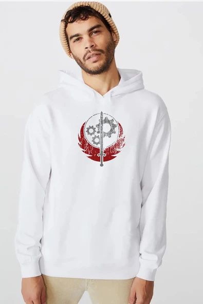 Fallout Worn Appalachian Brotherhood Beyaz Erkek 3ip Kapşonlu  Sweatshirt ürün görseli 1