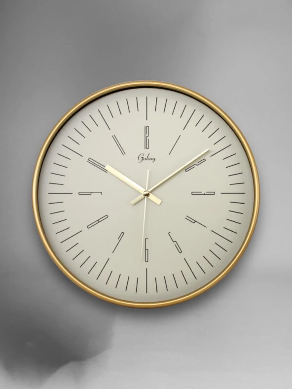 Galaxy D-218-A-8 Eskitme Kadran 30 CM Sessiz Akar Duvar Saati Gold-Beyaz ürün görseli 1
