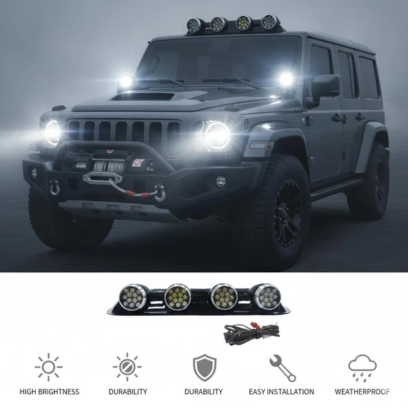 Yuvarlak 12x4 Ledli Siyah Offroad Sis Lambası ürün görseli 1