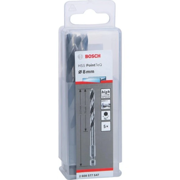 Bosch Pointeq 8mm 1/4 Adap. Metal Matkap Ucu 5'li 2608577547 Bosch ürün görseli 1