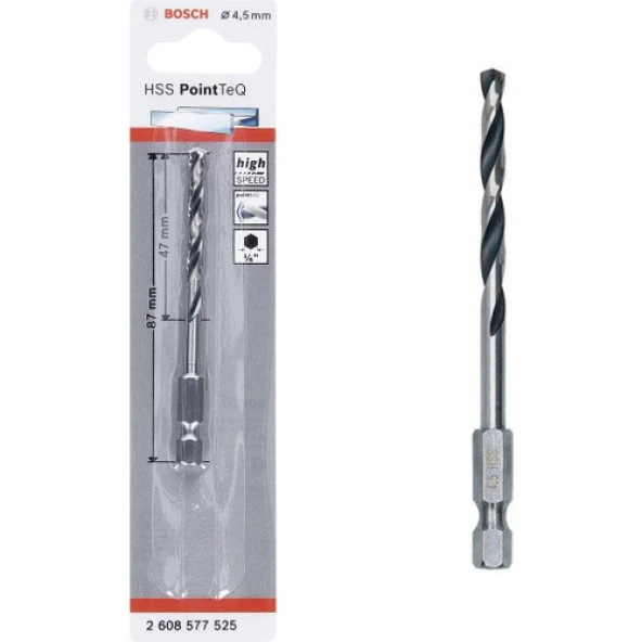 Bosch Hss Point Teq Hex Metal Matkap Ucu 4,5mm  - 2608577525 ürün görseli 1