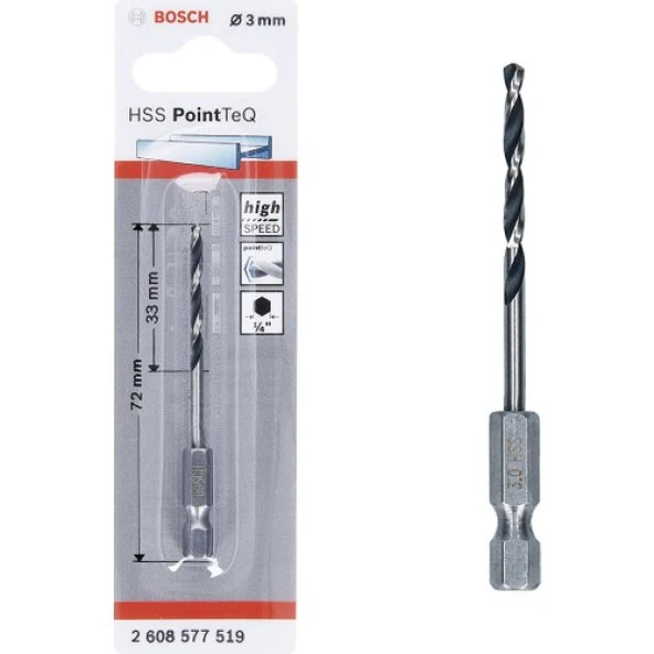 Bosch Hss Point Teq Hex Metal Matkap Ucu 3mm  - 2608577519 ürün görseli 1
