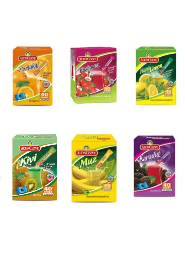 Altıncezve STICK 6 LI Paket Portakal, Kuşburnu, Nane Limon, Kivi, Muz, Karadut (1,5 Gr x 40 Adet) x 6 Kutu ürün görseli 1