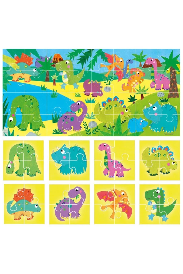 Headu 8 1 Çift Taraflı Dinazor Puzzle - Resim 2