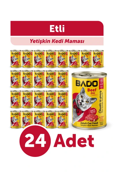 Bado Yetişkin Yaş Kedi Maması Etli Biftekli 400Gr 24'lü ürün görseli 1