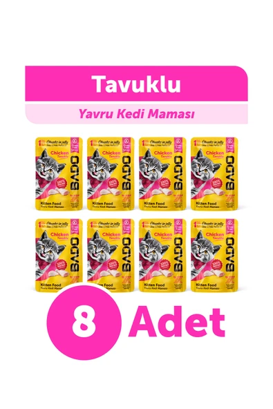 Bado Yavru Yaş Kedi Maması Tavuk Etli 85Gr 8'li ürün görseli 1