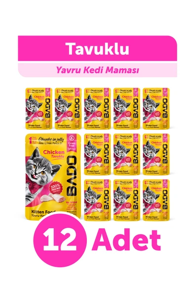Bado Yavru Yaş Kedi Maması Tavuk Etli 85Gr 12'li ürün görseli 1