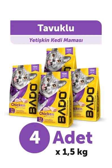 Bado Kısırlaştırılmış Kedi Maması Tavuk Etli 1,5 Kg 4'lü ürün görseli 1