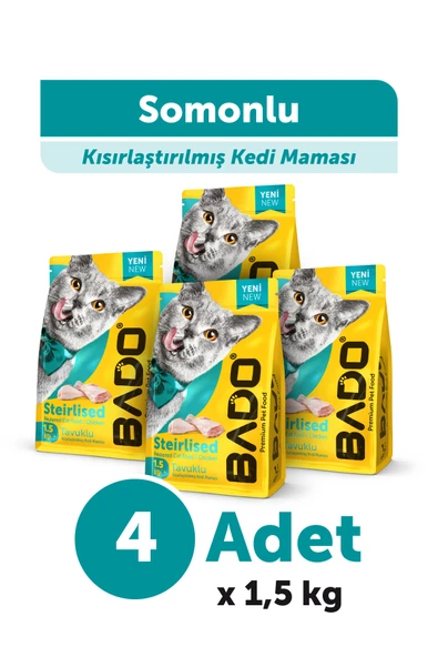 Bado Kısırlaştırılmış Kedi Maması Tavuk Etli 1,5 Kg 4'lü ürün görseli 1